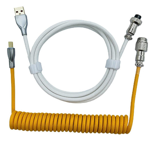 - Cabo Enrolado Usb Para Tipo C Com Plugue De Branco