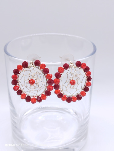 Aros Atrapasueños  Encanto Rojo : Cobre Bañado En Plata