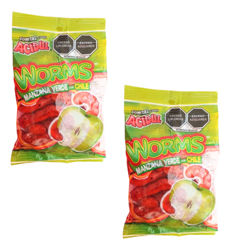 2 Pack - Gomita Acidul Lombriz Enchilada 100 Gr