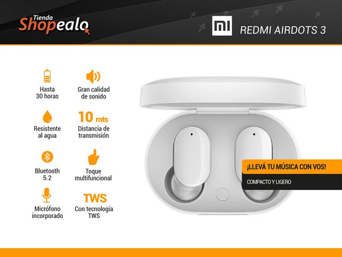 Imagen 2 de 9 de Auriculares In-ear Bluetooth Xiaomi Redmi Airdots 3 Blanco*