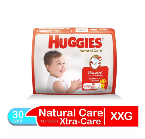 Imagen 1 de 3 de Pañales Para Bebe Huggies Natural Care Talla Xxg 30 Und