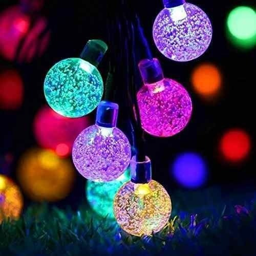 Imagen 3 de 3 de Luces Guirnalda Solar 20 Leds Hielo Flor Estrella Multicolor