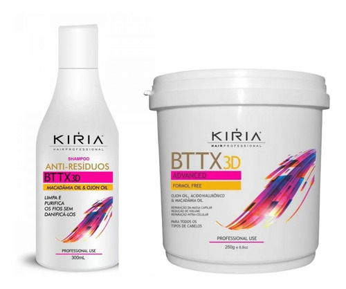 Botox Sem Formol Bttx 3d 250g + Shampoo Anti Resíduo Kiria