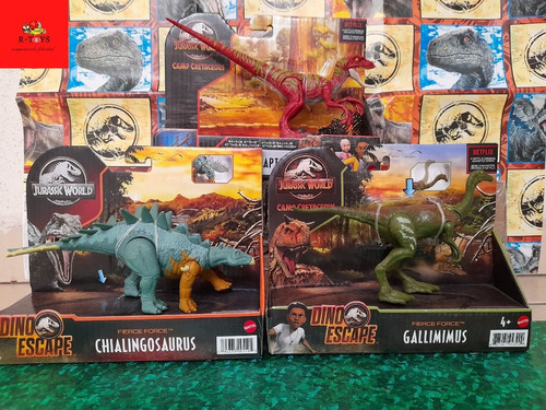 Lote Jurassic World Velociraptor Chialingosaurus Gallimimus