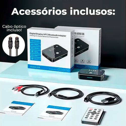 Transmissor De Audio Bluetooth Optico Spdif P2 Otico Sem Fio