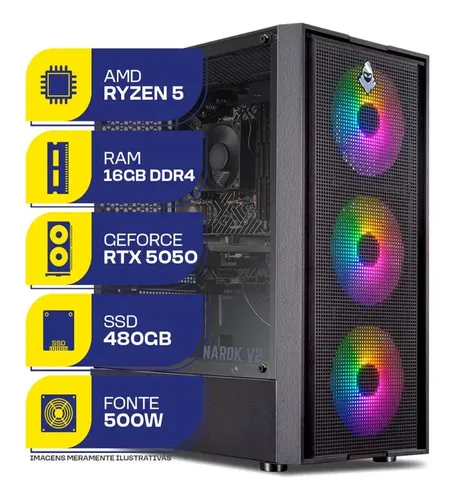 Pc Gamer Mcl, Ryzen 5 5500, Rtx 5050, 16gb Ddr4, Ssd 480gb 480 Gb...