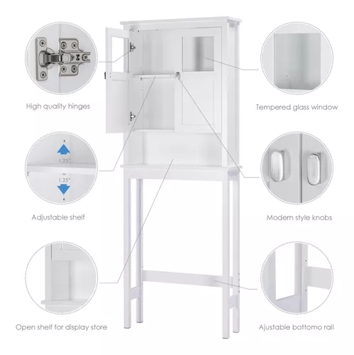 Spirich Gabinete de almacenamiento sobre el inodoro, armario de  almacenamiento sobre el inodoro con puertas, ahorro de espacio de baño  independiente