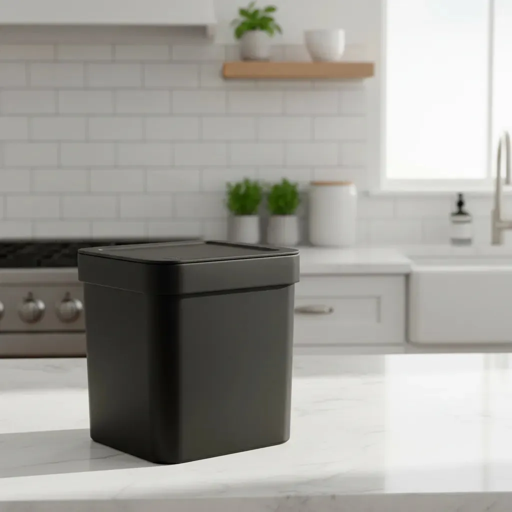 Lixeira 2,5l Trium Ou Compacta Bancada Tampa Cozinha Preto