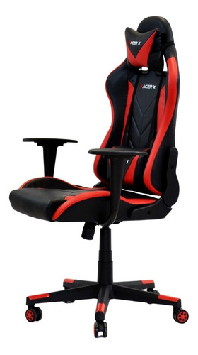 Cadeira de escritório Racer X Rush gamer ergonômica  vermelha com estofado de couro sintético