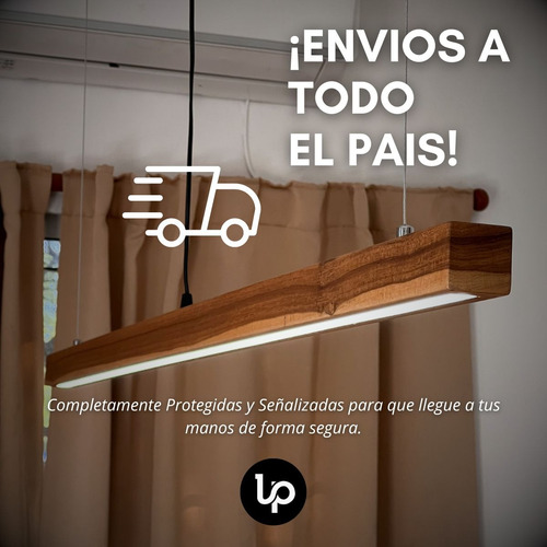 Lampara Colgante Led De Madera Maciza Petiribi 230cm Moderna Petiribí