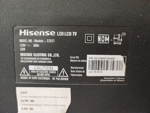 Pantalla Hisense H3 Series 32h3d1 Led Hd 32 120v/60hz (Usado)