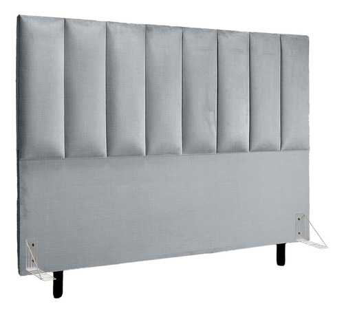 Cabeceira Estofada Cama Box Queen 1,60 Facto Corino + Frame Cor Cinza