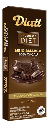 Chocolate Diatt Meio Amargo 50% Cacau Diet 25g