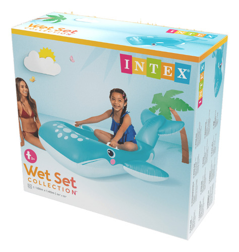 Flotador Inflable Diseño Intex Barco Ballena 168x140 Cm Blue