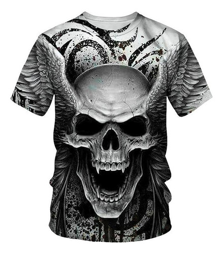 Camiseta Con Estampado 3d De Calavera Fresca Con