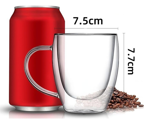 Pack 4 Tazas Doble Pared Vidrio 150ml Cafe Te Capuccino