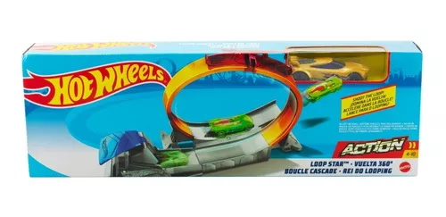 Pista Hot Wheels Loop Star Vuelta 360 Rei do Looping Mattel - Azul