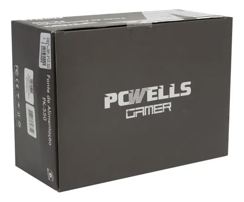 Fonte Atx 550w Gamer Pcwells Pk-550 24p. Com Cabo Cor Preto.