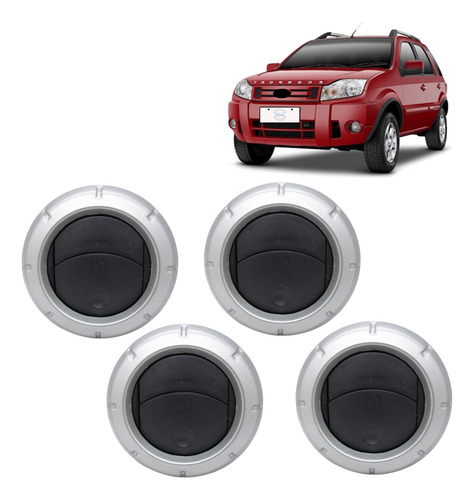 Kit 4 Difusores Grades Saída Do Ar Ecosport 2007-2012 Prata