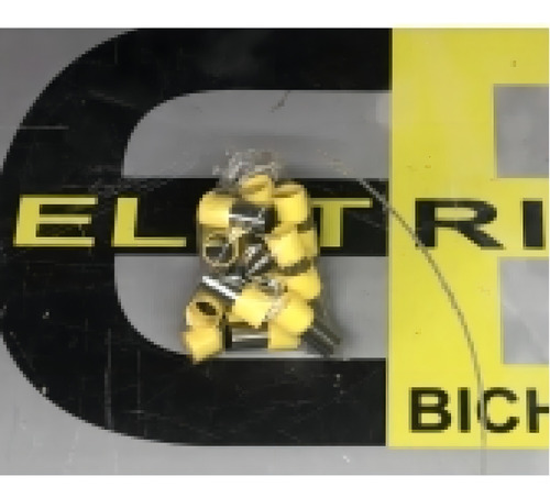 Kit 100 Conector Terminal Tubolar Ilhos 70mm Amarelo Intelli