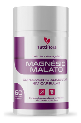 Magnésio Malato 60 Cápsulas De 500mg Tuttiflora