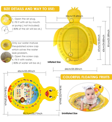 Tummy Time Baby Water Mat Centro De Atividade Infantil Inflá