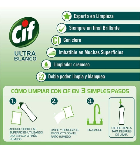 Limpiador Cremoso Cif Ultra Blanco 500ml
