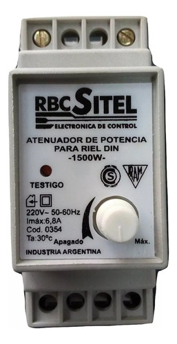 Dimmer Atenuador De Potencia Para Riel Din 1500w Rbc Sitel