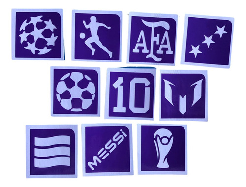  Stencil Autoadhesivo Para Glitter Tatoo 10 Unidades Fútbol