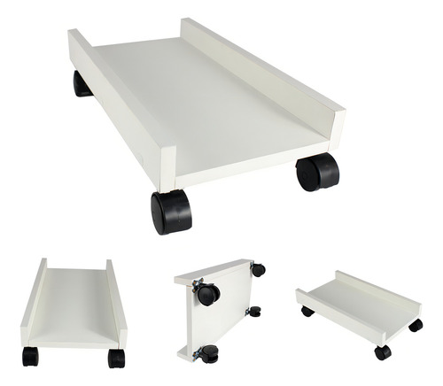 Carrinho Suporte Para Computador Branco 100% Mdf 10x20