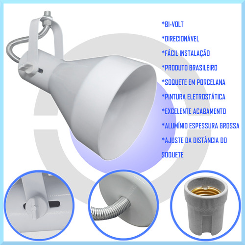 Spot Sobrepor Trilho Lâmpada Par30 36 Unidades Aluminio Led