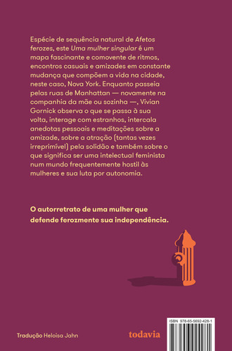 Uma Mulher Singular, De Gornick, Vivian. Editora Todavia Livros, Capa Mole Em Português, 2023