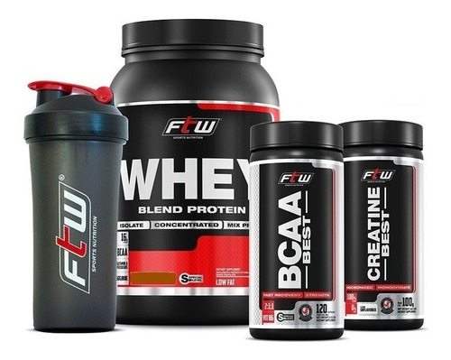 Combo Whey Protein Chocolate+ Bcaa + Creatina + Coqueteleira