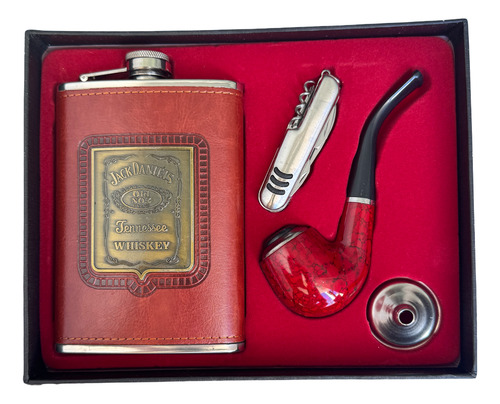 Kit Cantil Porta Bebidas Cachimbo Abridor Aço Inox Canivete