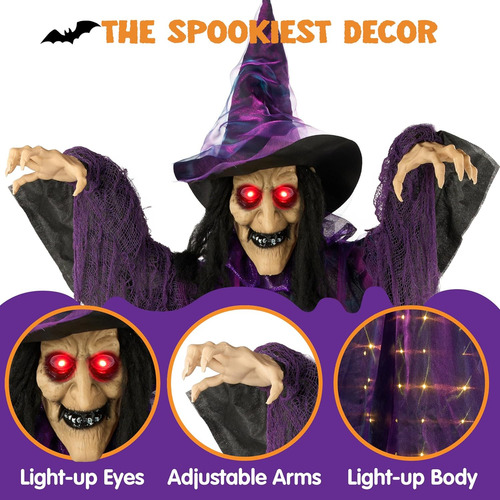 Joyin 72 Halloween Animado Haning Witch Con Esys Iluminados