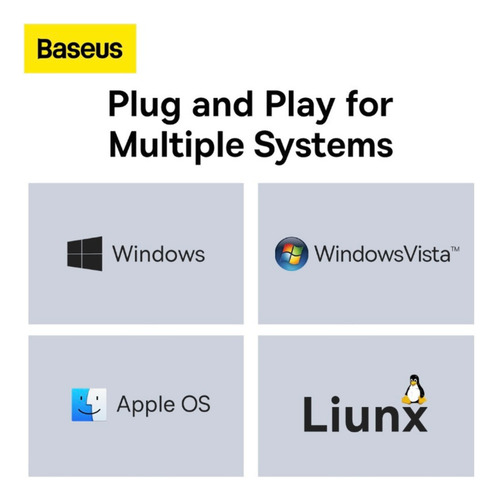 Hub Baseus Adaptador Usb-a 4 Portas Usb 3.0 Preto