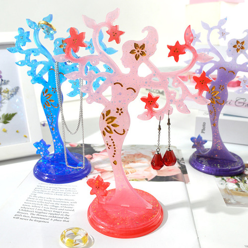 Molde De Silicona Soporte De Joyeria Belleza Resina Dama