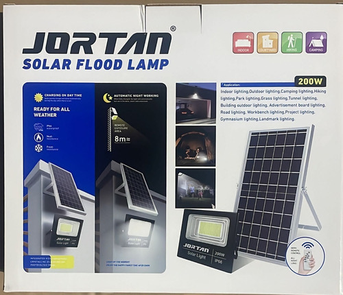 Imagen 5 de 6 de Reflector Led Recargable Con Panel Solar 200w Grande Potente
