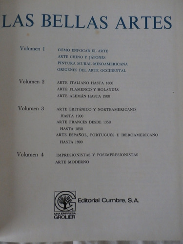 Las Bellas Artes. 4 Vols. Edit. Cumbre (Usado)