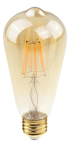 Kit 10 Lampada Filamento St64 Led Vidro Ambar 4w Vintage