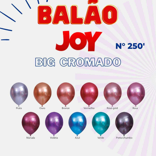 Balão Big Cromado Balão Joy 250pol 1und Cor Preto Chumbo