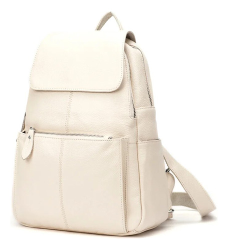 Zency-mochila De Cuero Blanco Para Mujer, Bolso De Viaje De