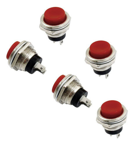 Chave Push Button Ds212 2 Terminais Vermelha Emb 20 Pçs Tebera