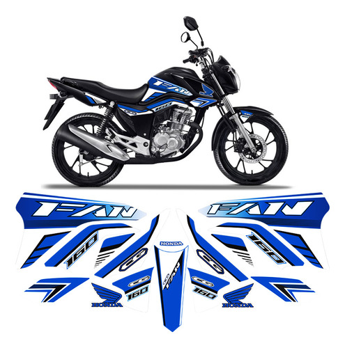 Adesivos Moto Honda Cg Fan 160 2018/2020 Faixa Azul Tanque