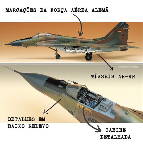 Imagem 2 de 5 de Plastimodelismo Academy Caça Mig-29a Fulcrum 1/48