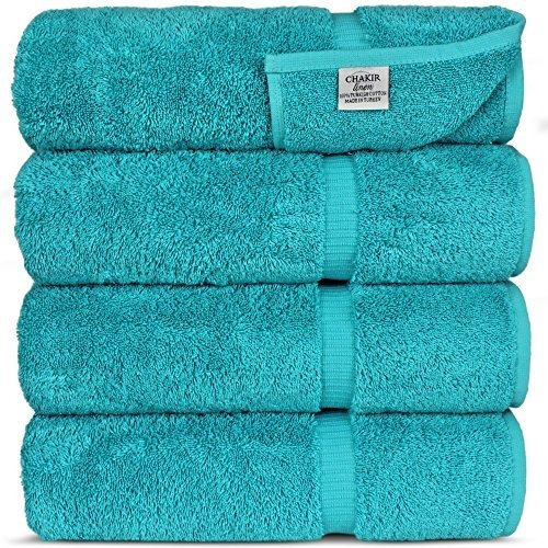 Toalla De Baño De Lujo Turca Chakir - Set De 4, Aqua