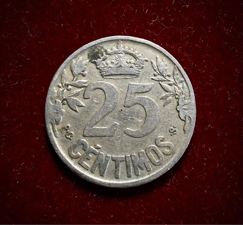 Moneda 25 Pesetas España 1925 Rey Alfonso 13 Km 740 (Usado)