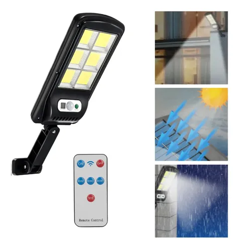 Refletor Solar LED Nakasaki Preto Sem Fio Luz Branco-neutro Senso...