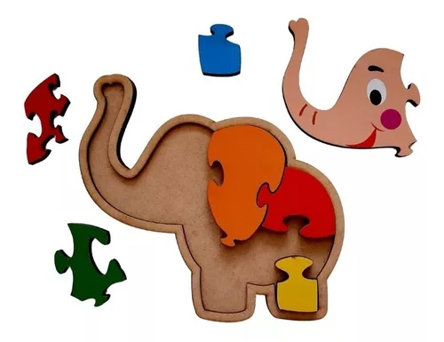 Baby Elefantinho 3 Peças - Quebra-Cabeça Infantil em Madeira