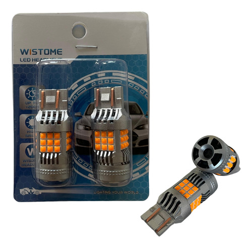 2 Focos Led Direccional Super Canbus 7443 Plateado Ambar